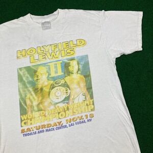 Vintage Evander Holyfield Lennox Lewis II Shirt Mens XL White 1999 Boxing Faded